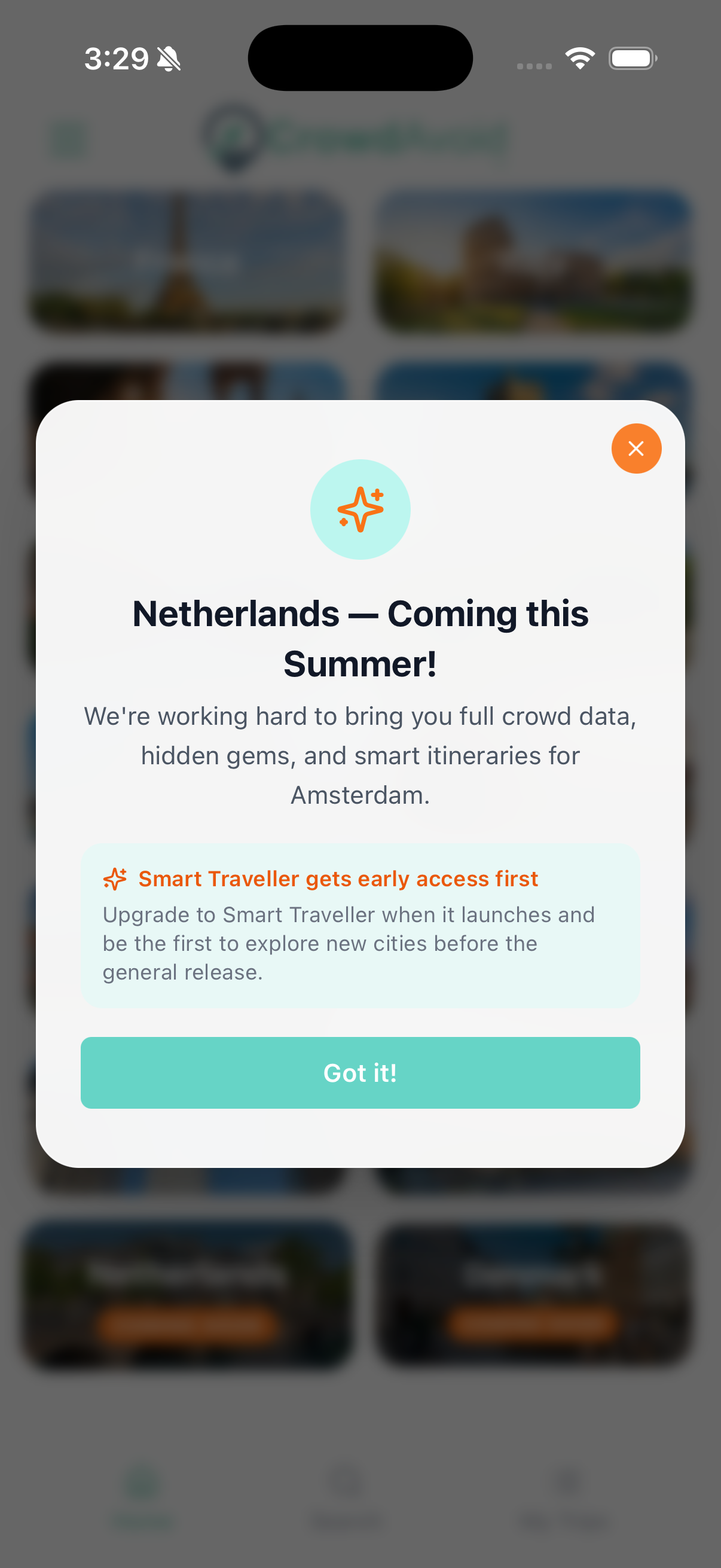CrowdAvoid new attraction notifications