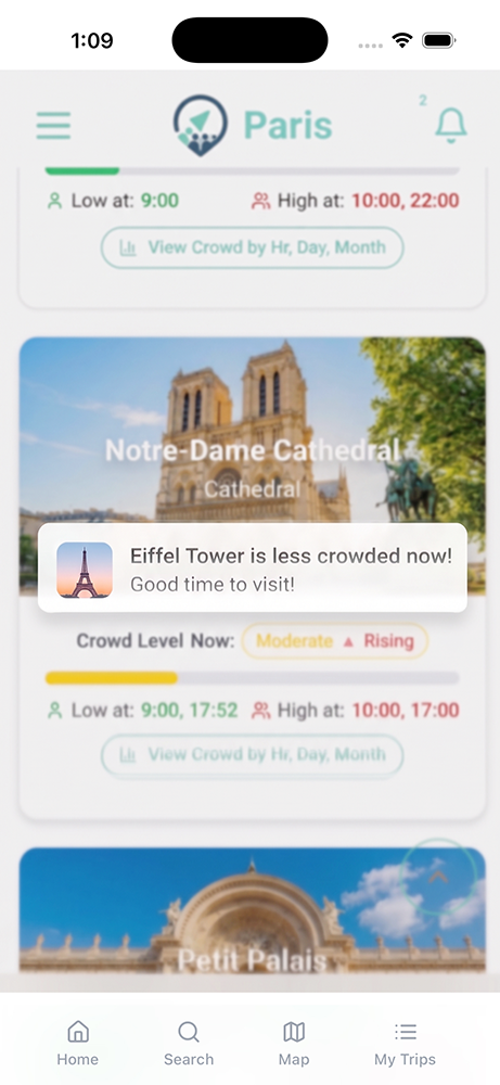 CrowdAvoid push notifications for crowd level changes