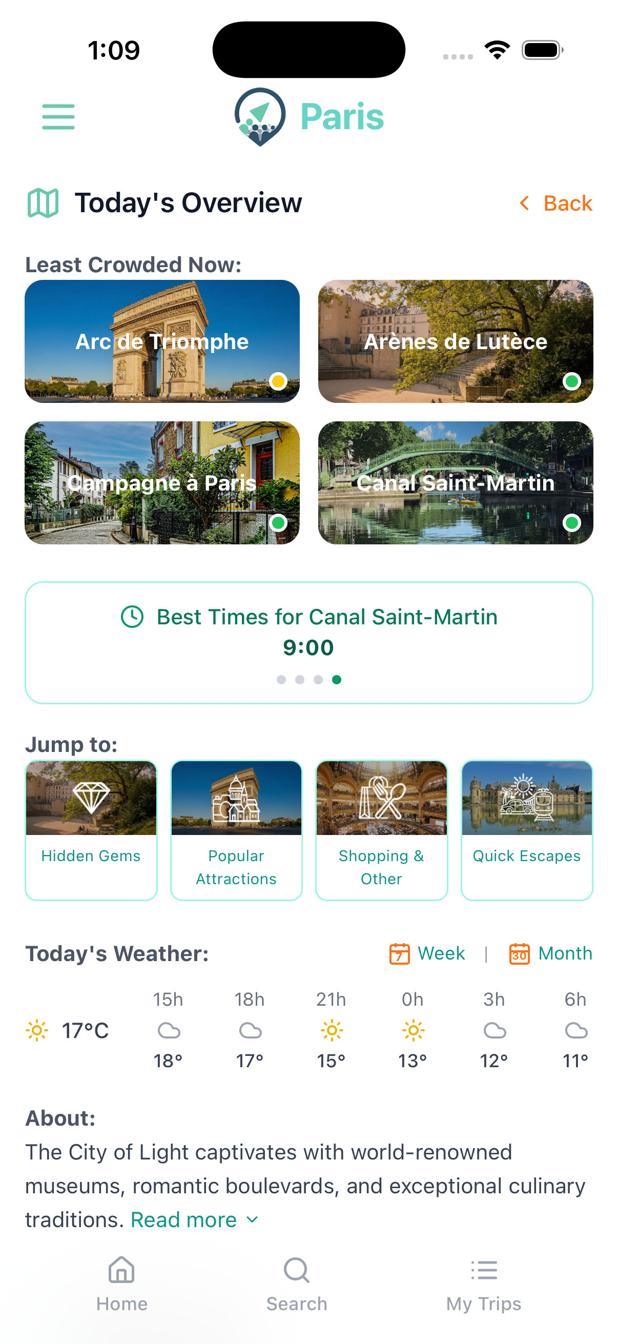 CrowdAvoid city overview with least crowded attractions